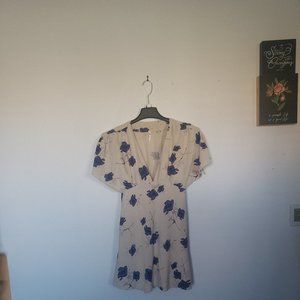 Stage Coach Dress Free People Beige & Blue Flora Short Sleeve dress